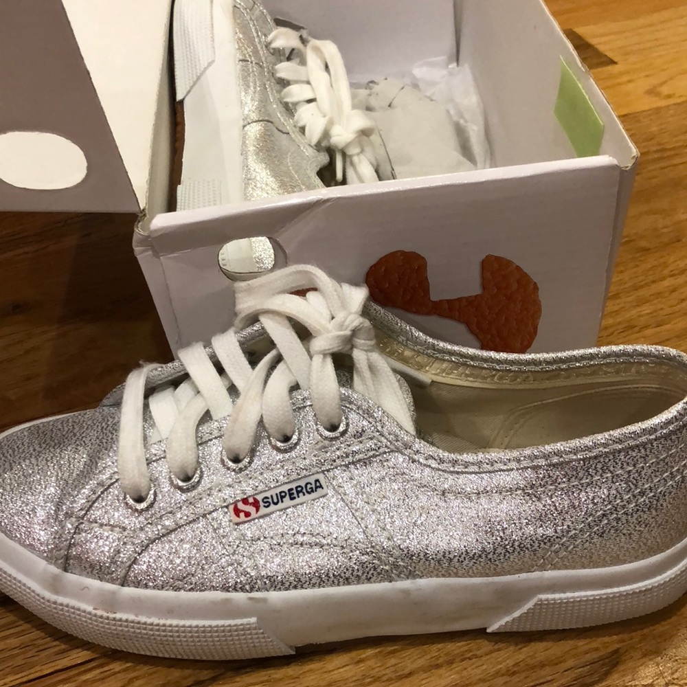 Sparkly Silver Supergas (WORN ONCE)